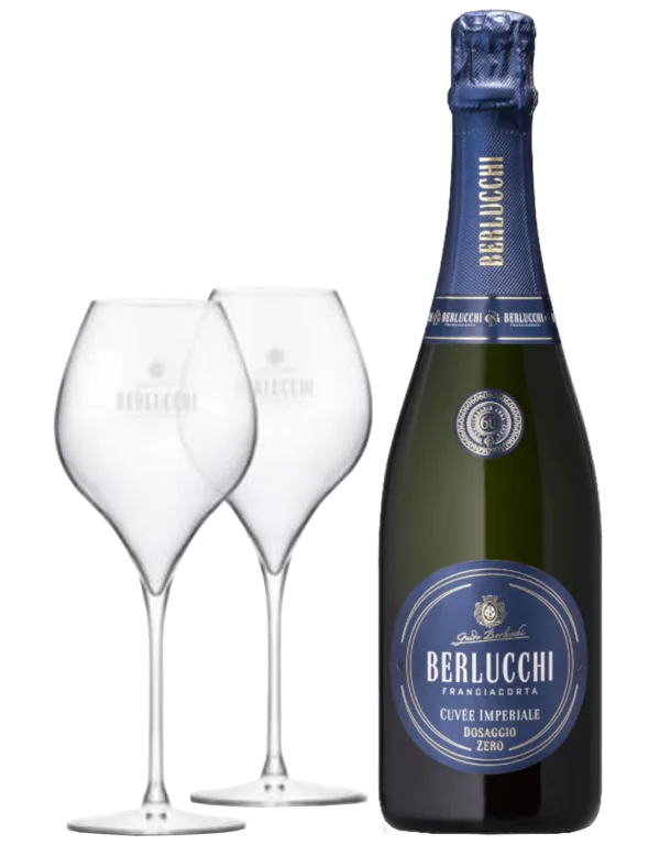 Box Cuvée Imperiale Dosaggio Zero con 2 calici e cofanetto