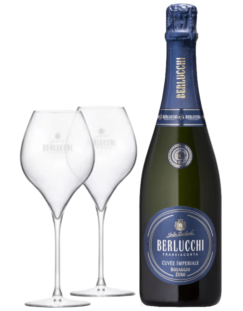 Box Cuvée Imperiale Dosaggio Zero con 2 calici e cofanetto