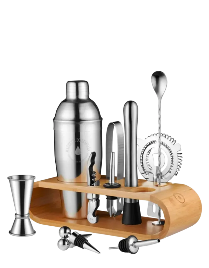 Set Barman 11 pezzi con base in legno personalizzata Mazzetti D'Altavilla