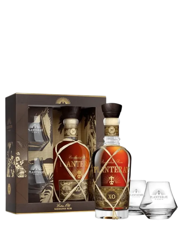 Rhum Planteray Xo Barbados 20 th Anniversario in Astuccio con 2 Bicchieri